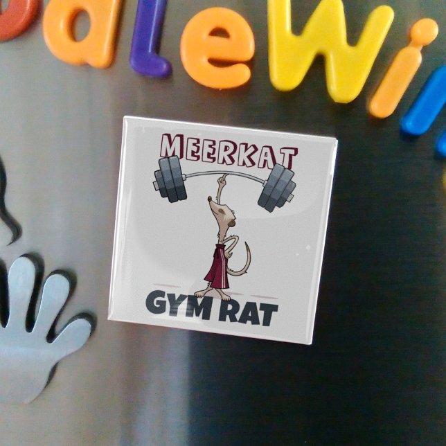 Cute Meerkat Gym Rat Funny Weightlifter Cartoon Magnet (Creator Uploaded)