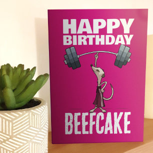 Cute Meerkat Happy Birthday Beefcake Gym Cartoon Card