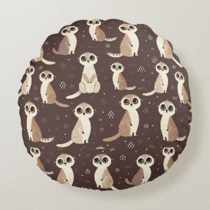 Cute Meerkat Pattern Round Cushion