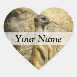 Cute meerkat photograph heart sticker