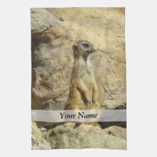Cute meerkat photograph tea towel
