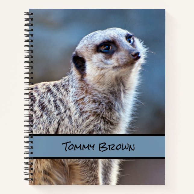 Cute Meerkat Posing Photograph Personalised Notebook (Front)