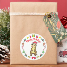 Cute Meerkat Santa hat Christmas Sticker