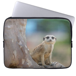 Cute Meerkat Sat on Tree Laptop Sleeve