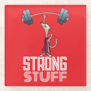 Cute Meerkat Strong Stuff Weightlifting Cartoon Glass Coaster