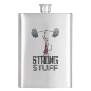 Cute Meerkat Strong Stuff Weightlifting Cartoon Hip Flask