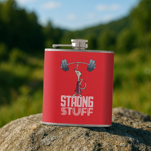 Cute Meerkat Strong Stuff Weightlifting Cartoon Hip Flask