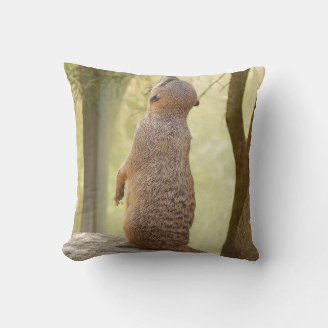 Cute Meerkat Throw Pillow (Front)
