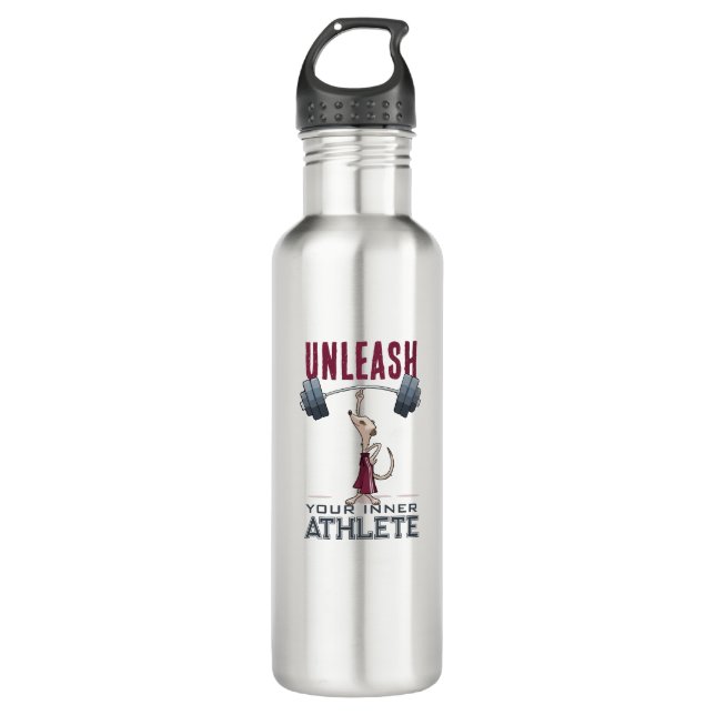 Cute Meerkat Unleash Your Inner Athlete Cartoon 710 Ml Water Bottle (Front)
