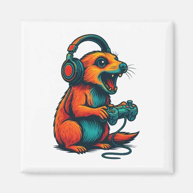Cute Meerkat Video Game Controller Funny Gamer  Magnet (Front)