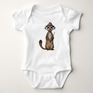 Cute meerkat wearing a witch hat baby bodysuit