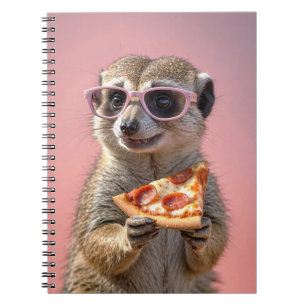 Cute Meerkat With Glasses and Pizza Notebook