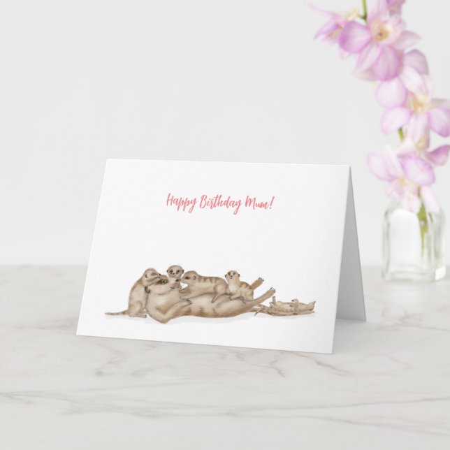 Cute meerkats birthday card for mom (Orchid)