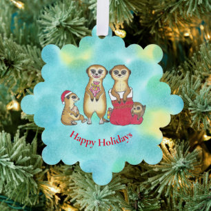 Cute  Meerkats Cartoon Christmas Paper Ornament 