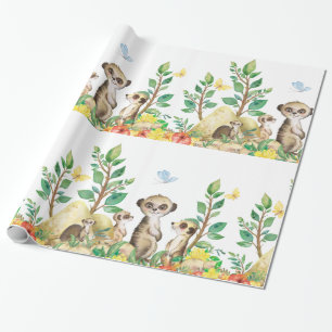 Cute Meerkats Fun Kids Animals Glossy Wrapping Paper
