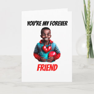 Cute melanin boy forever friend besties holiday card
