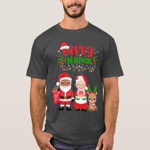 Cute Melanin Santa Mrs Claus Interracial Family Ch T-Shirt