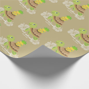 Cute Mele Kalikimaka Sea Turtle With Name Wrapping Paper