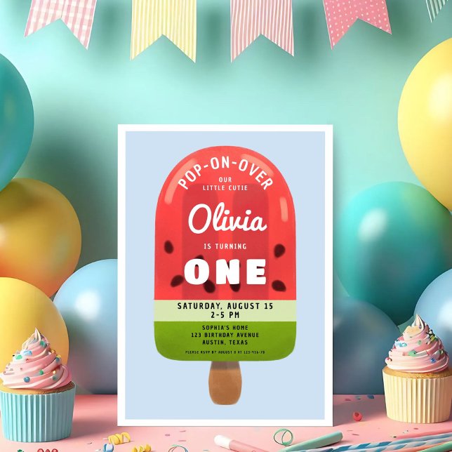 Cute Melon Popsicle Girl First Birthday Invitation (Cute Melon Popsicle Girl First Birthday Invitation)