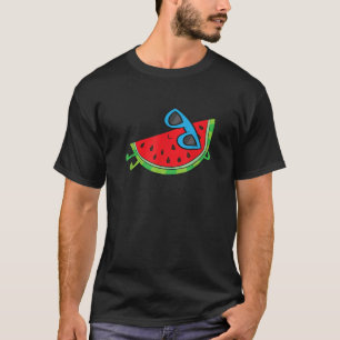 Cute Melon Summer Fruit Sunglasses On Watermelon T-Shirt