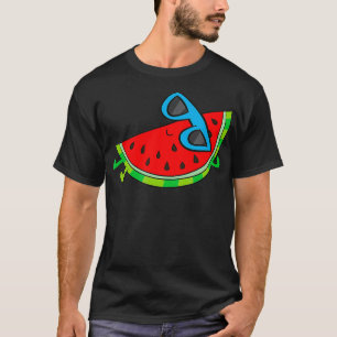Cute Melon Summer Fruit Sunglasses On Watermelon  T-Shirt