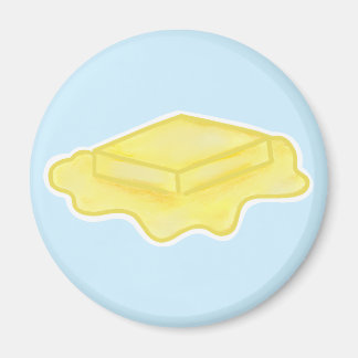 Cute Melting Butter Pat on Blue Magnet