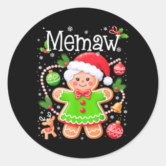 Cute Memaw Gingerbread Family Matching Christmas Classic Round Sticker