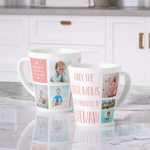 Cute Memaw Grandchildren Photo & Name Latte Mug