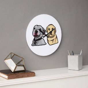 Cute Meme Dogs Large Clock