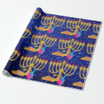 Cute Menorah & Dreidels Blue Faux Glitter Hanukkah Wrapping Paper<br><div class="desc">Pretty & Festive Wrapping Paper for Hanukkah,  Featuring Cute Menorah & Dreidels Blue Faux Glitter Hanukkah Design</div>