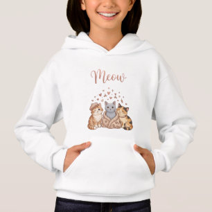 Cute Meow Cat Aesthetic Kids HoodieT-Shirt