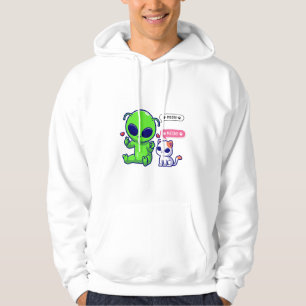 CUTE MEOW CAT WITH ALIEN HOODIE