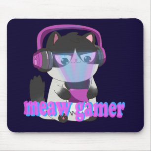 Cute Meow Gamer Cat - Kawaii Gaming Kitten Mouse Pad