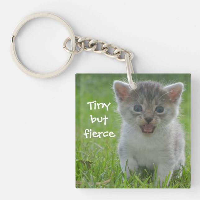 Cute Meow Kitten Tiny but Fierce Key Ring (Front)