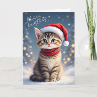 Cute Meow-velous Christmas Kitten Art Card