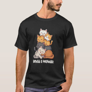 Cute Meowtain Cats Happy Stack Design T-Shirt