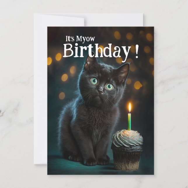 Cute Meowy Birthday Invitation, Customisable  Invitation (Front)