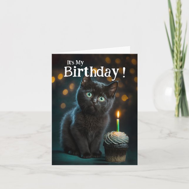 Cute Meowy Birthday Invitation, Customisable Invitation (Front)