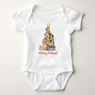 Cute Meowy Catmas Cats Christmas Tree Baby Bodysuit