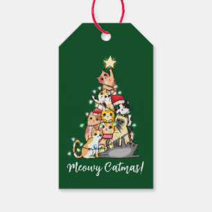 Cute Meowy Catmas Cats Christmas Tree Custom Gift Tags