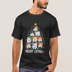 Cute Meowy Catmas Tree Funny Christmas Cats T-Shirt