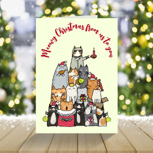 Cute Meowy Christmas Cartoon Cats  Holiday Card