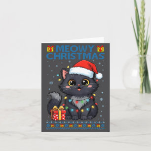 Cute Meowy Christmas Cat – Kawaii Holiday Kitty Te Card