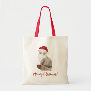 Cute Meowy Christmas Cat Tote Bag