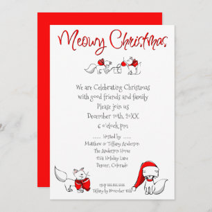 Cute Meowy Christmas Kitties Invitation