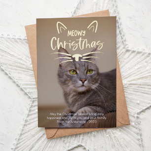 Cute Meowy Christmas Photo Foil Holiday Card