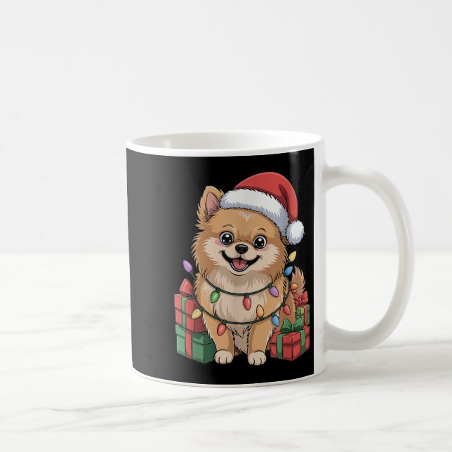 Cute Meranian Christmas Design Funny Dog Lover Hol Coffee Mug (Right)