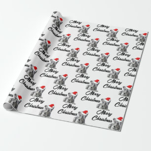 Cute Merle Puppy Merry Christmas French Bulldog  Wrapping Paper
