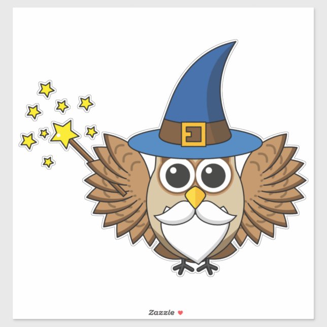 Cute Merlin the Wizard Owl Cartoon (Sheet)