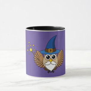 Cute Merlin the Wizard Owl Cartoon Mug